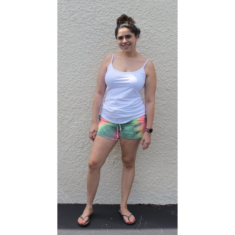 Heimish Tie Dye Knit Shorts, Green Fuchsia - Picture 3 of 3